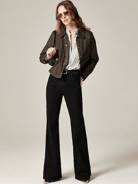 J. Crew Black High Rise Flare Jeans Semi Stretch Women 27 Petite